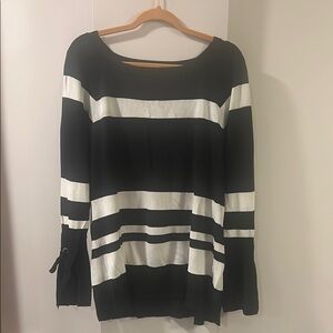 Black and White Striped Women's Top